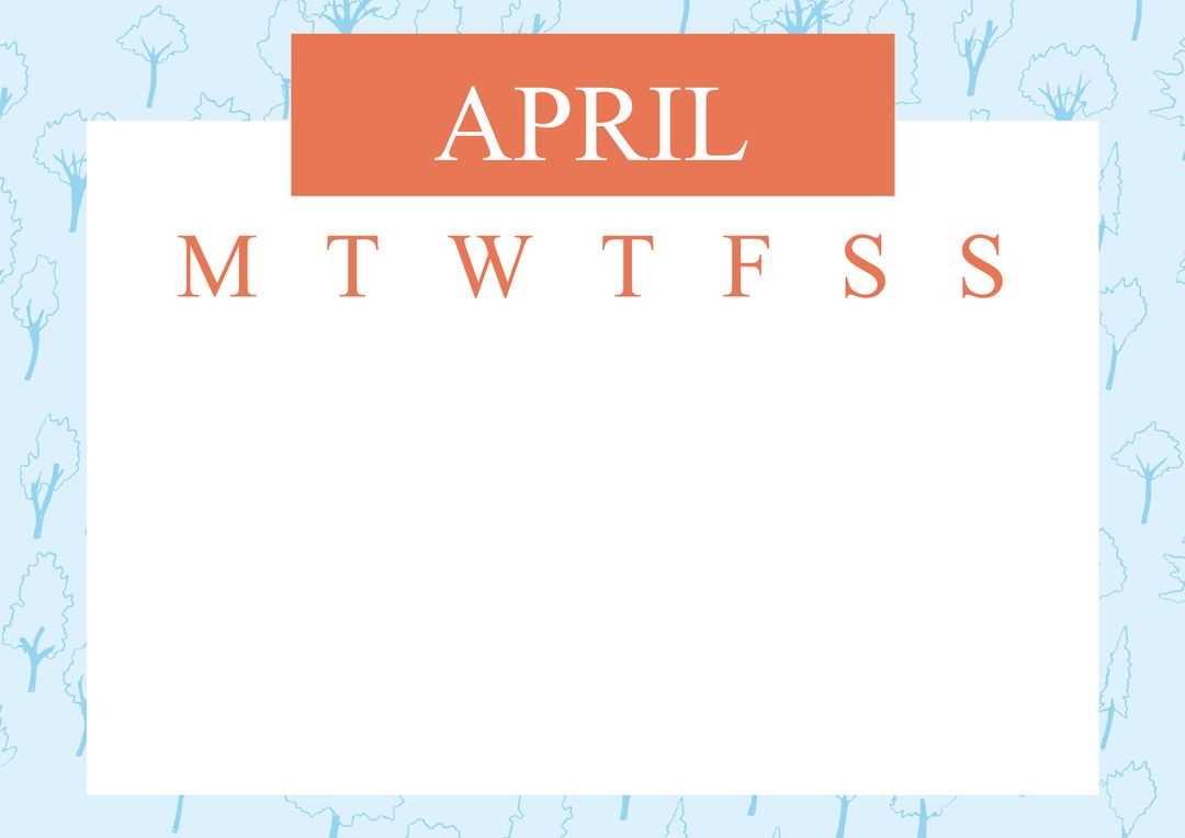 blank calendar template april