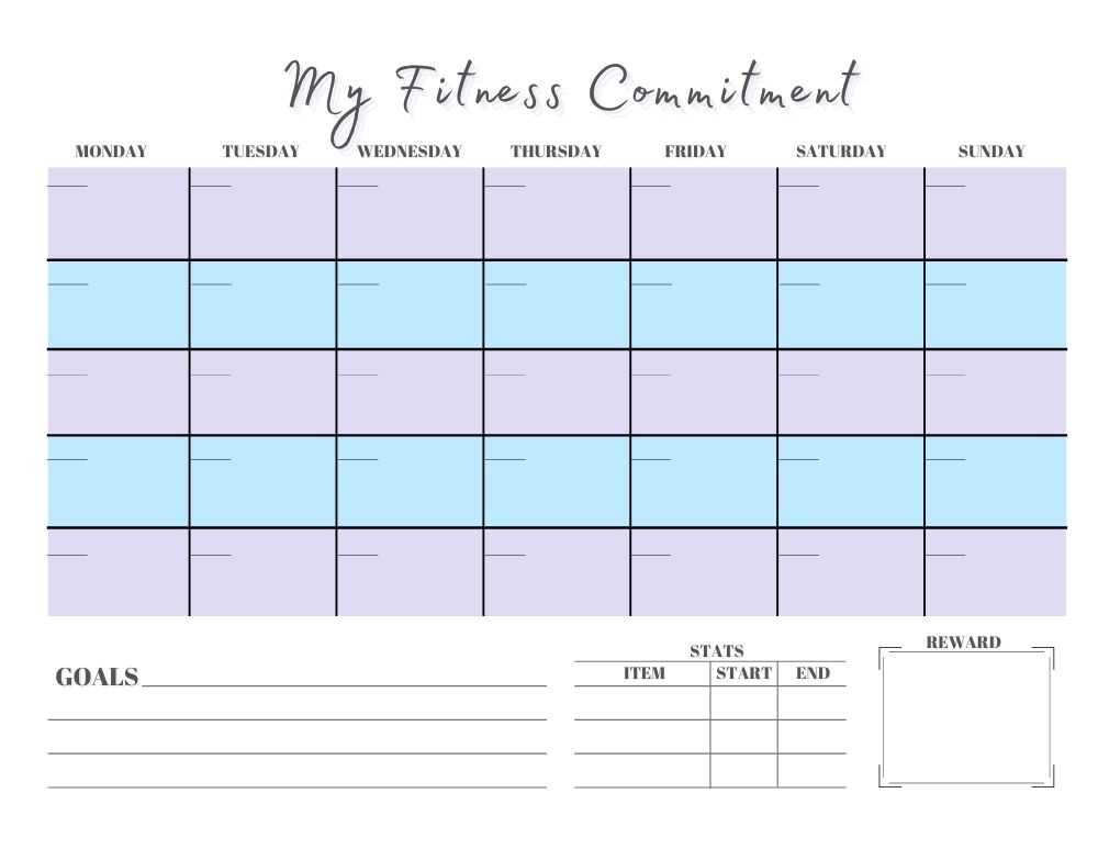 free printable workout calendar template