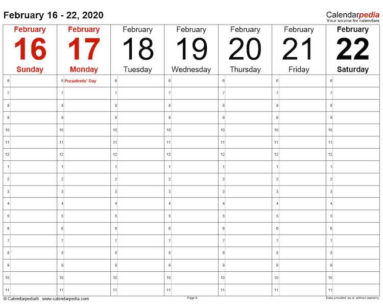 16 week calendar template