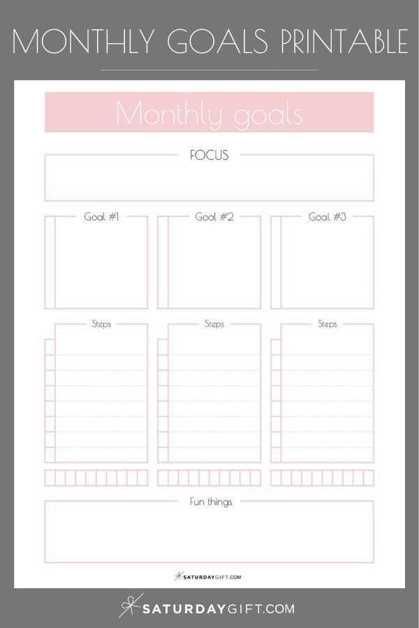 goal calendar template