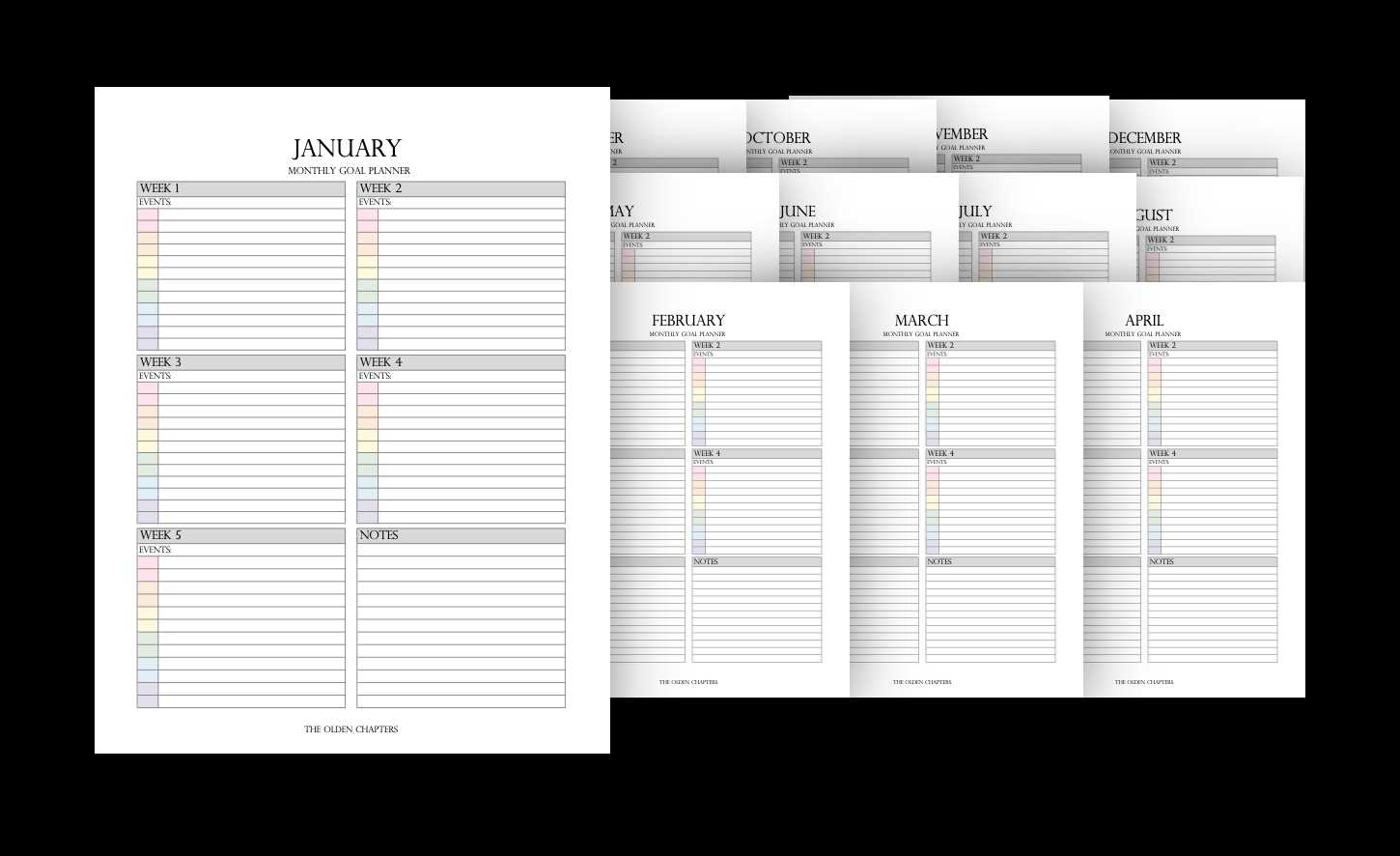 goal calendar template