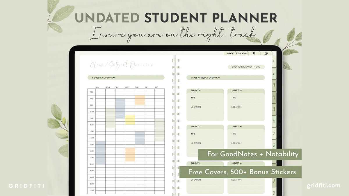 goodnotes free calendar template