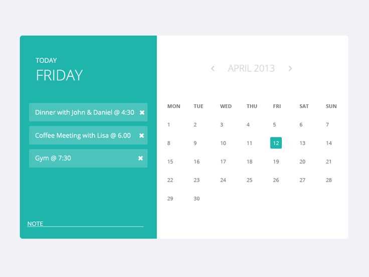 calendar website template