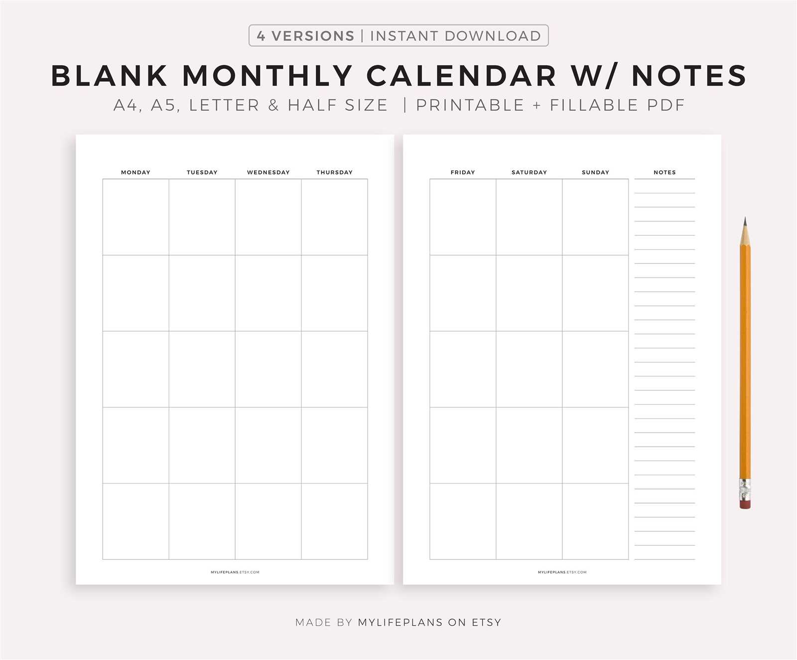 two page calendar template