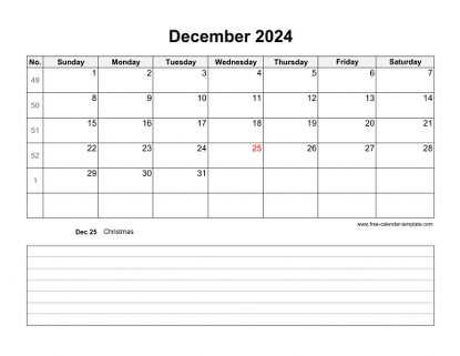 dec calendar template