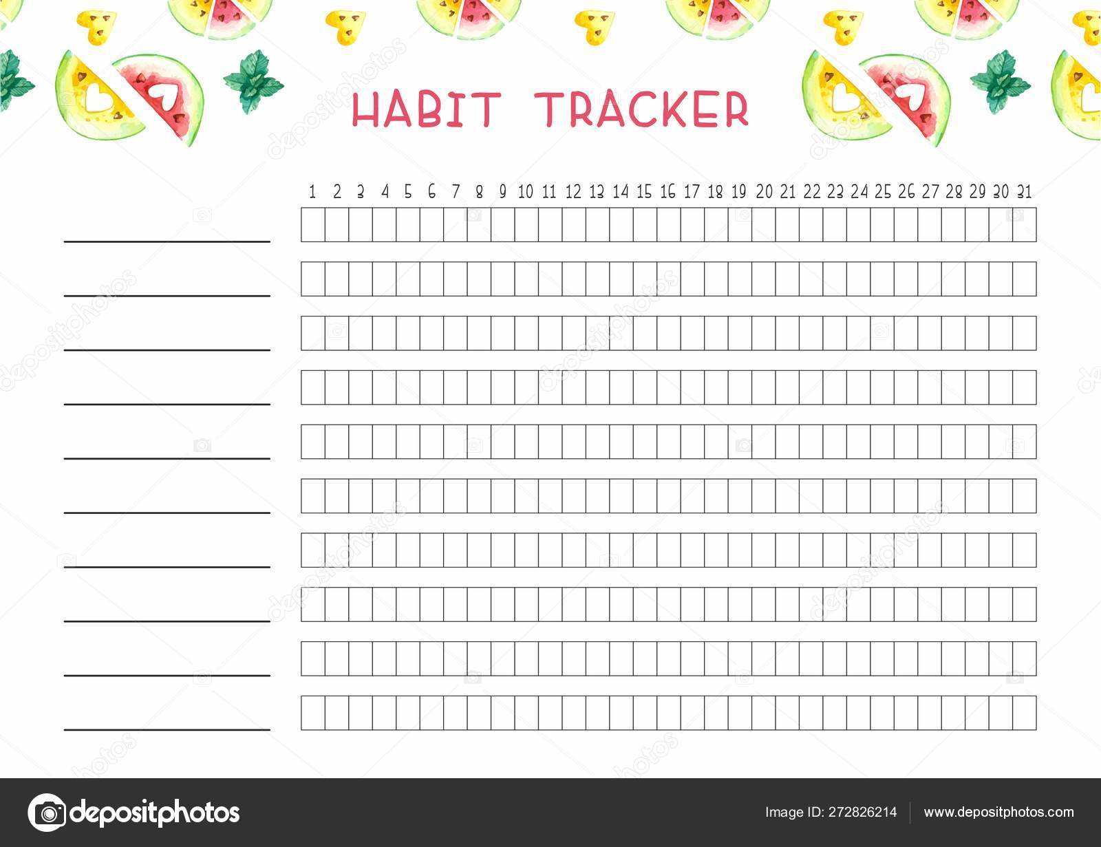 habit calendar template