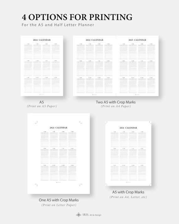 half page calendar template 2025