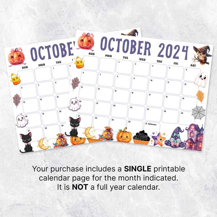 halloween calendar template