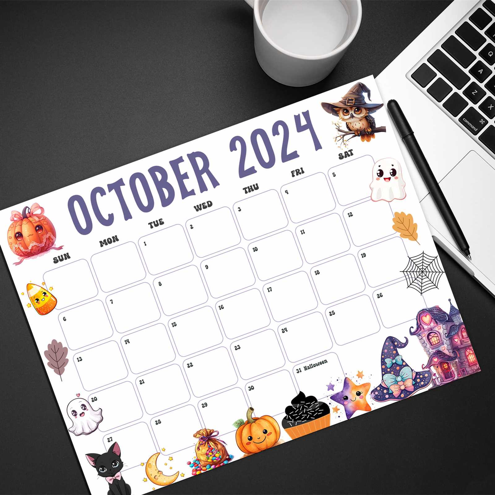 halloween themed calendar template