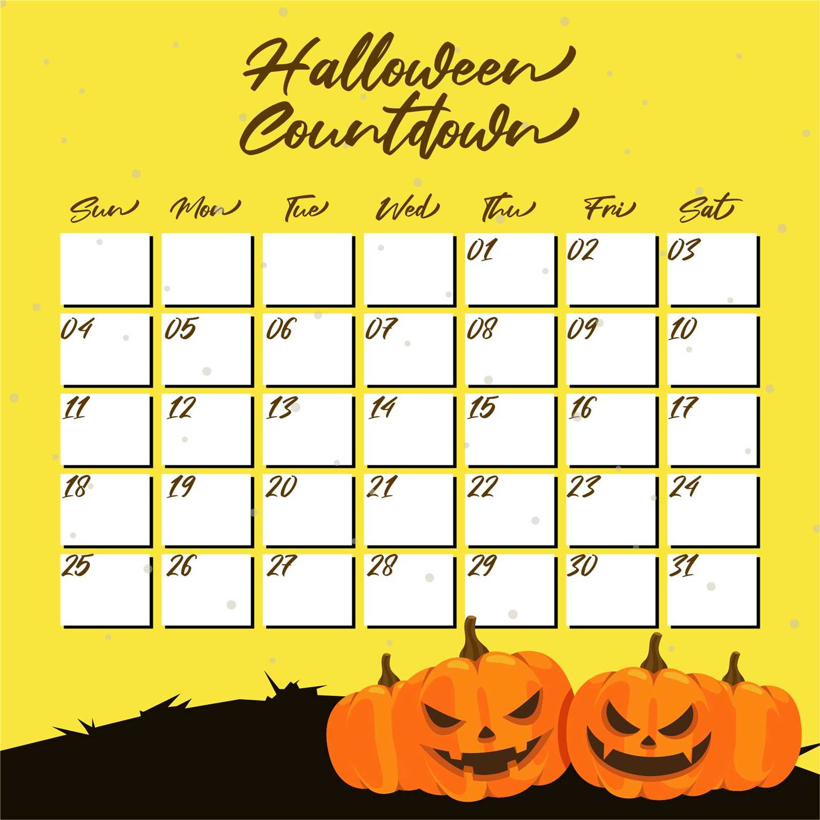 halloween themed calendar template