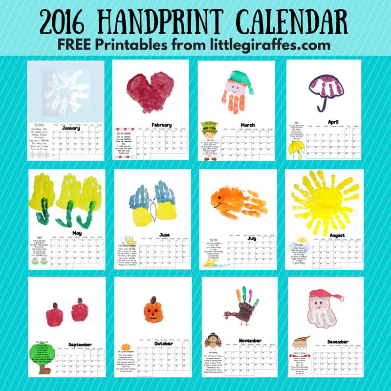 handprint calendar template free