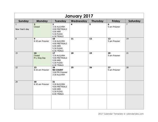 monthly calendar template free download