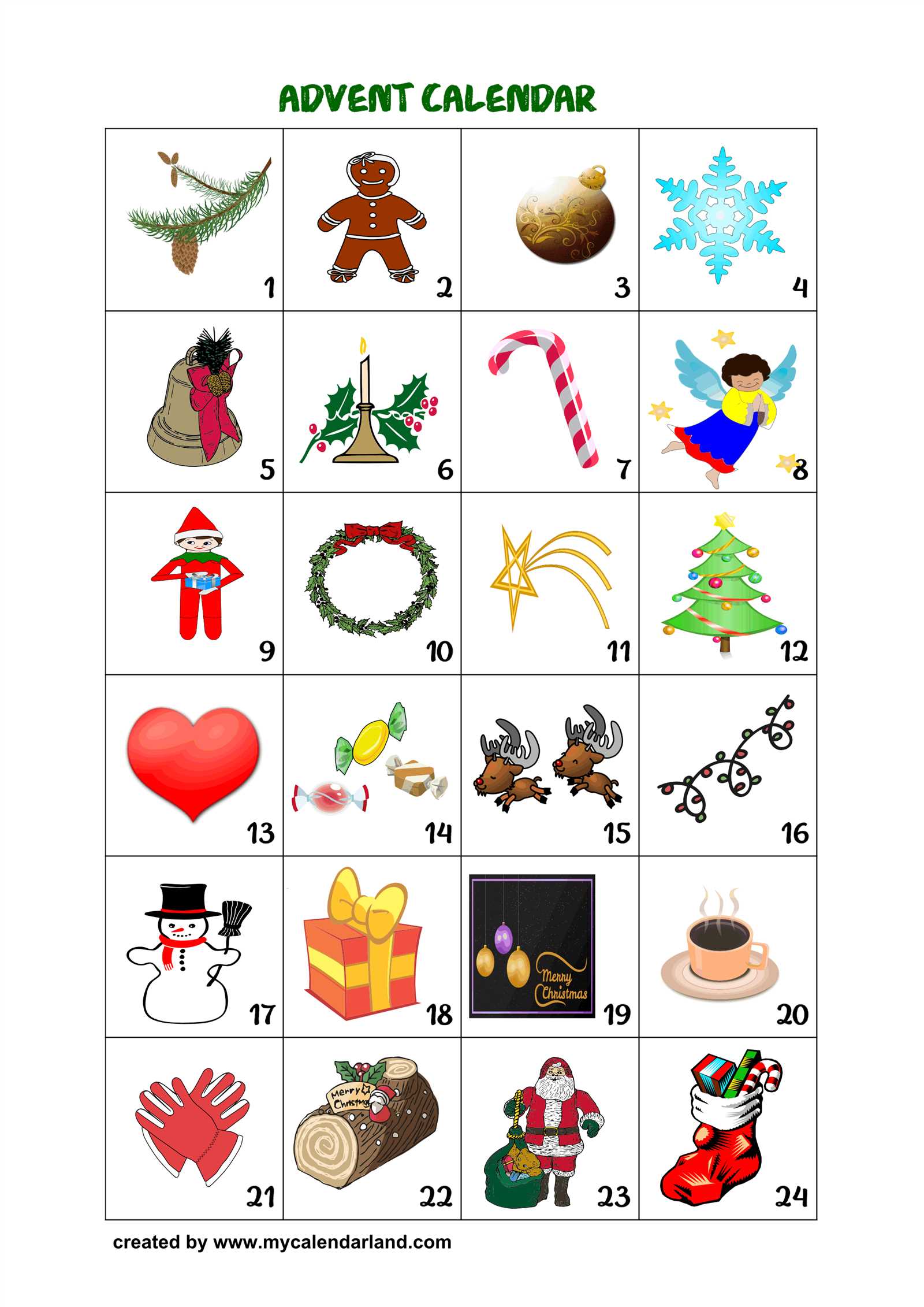 free advent calendar template