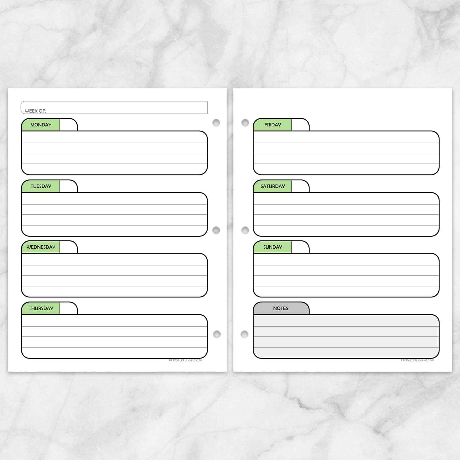 cute weekly calendar template printable