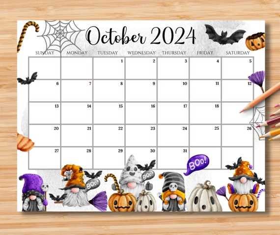 halloween themed calendar template