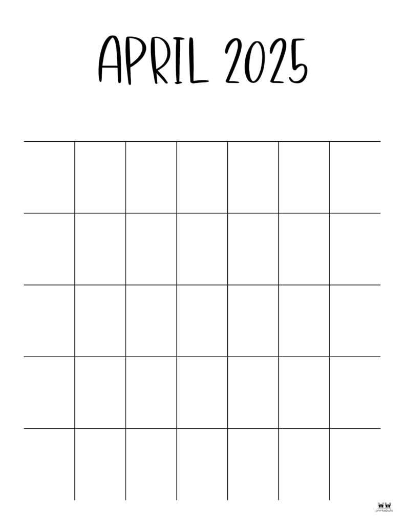 april 2025 blank calendar template