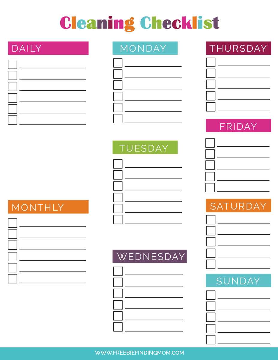 housekeeping calendar template