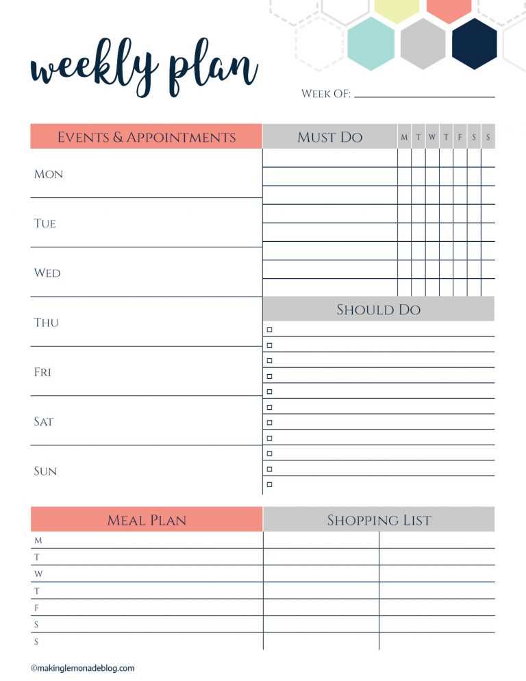 monthly meal plan calendar template