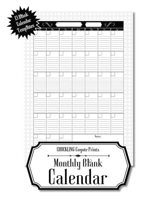 calendar with notes template