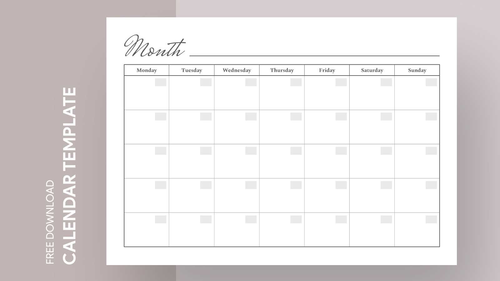 printable monthly calendar template