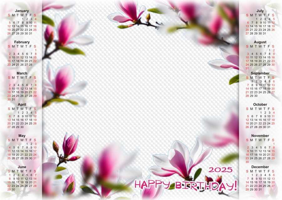 birthday calendar template 2025