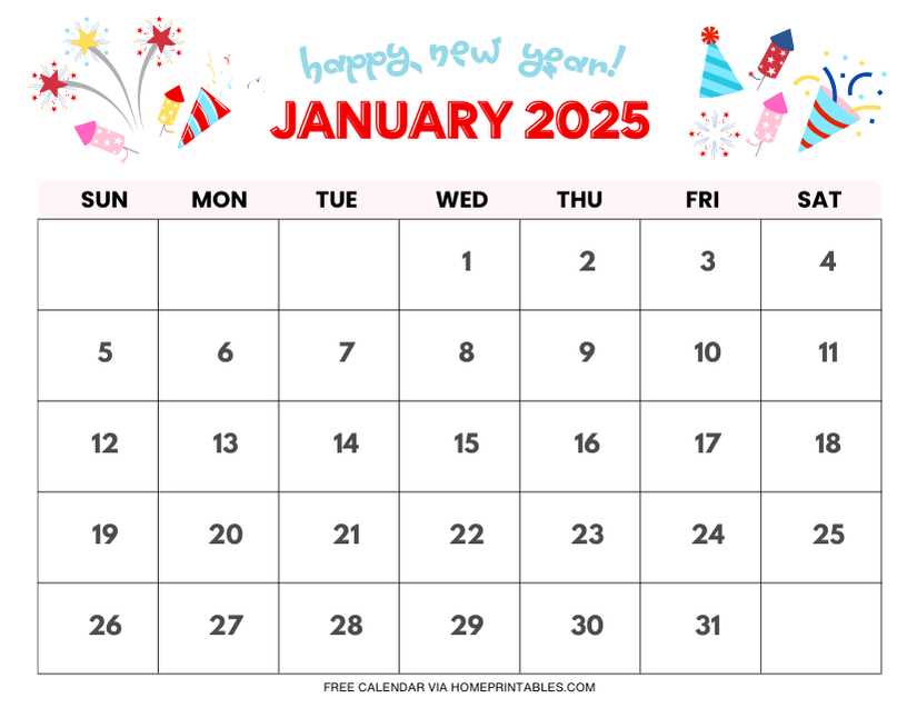 2025 january calendar template