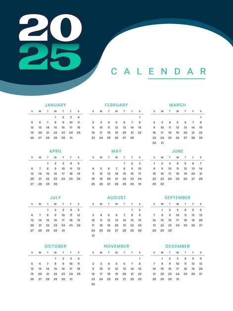 pages calendar template 2025