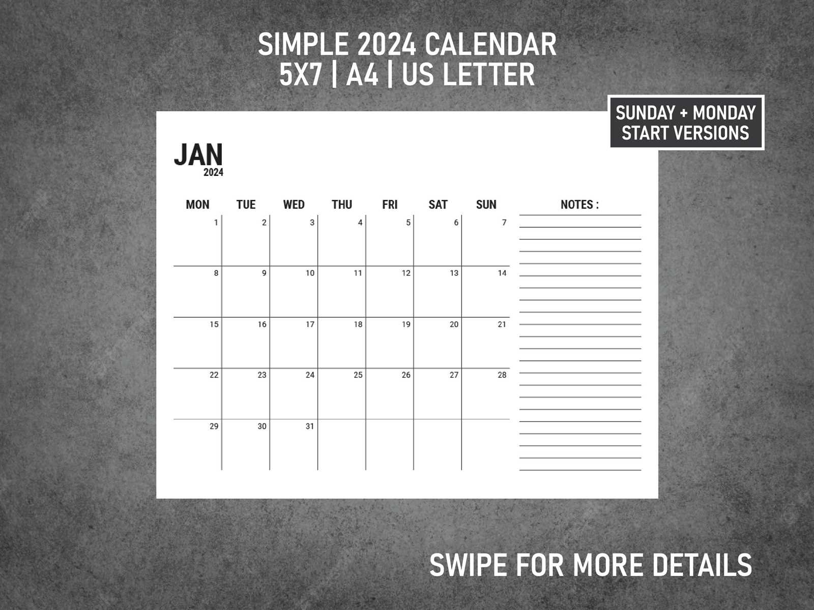 understated calendar template