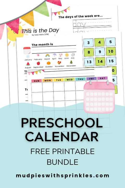 free editable preschool calendar template