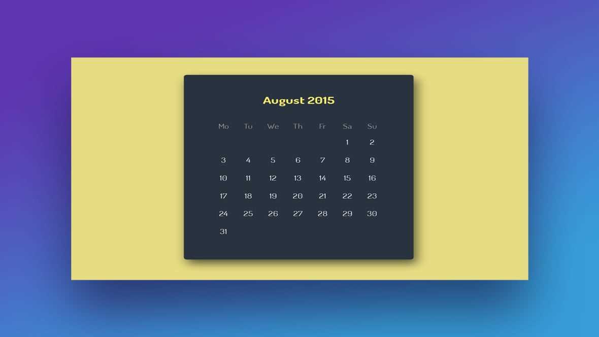 html event calendar template