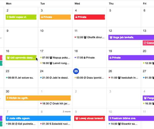 html event calendar template