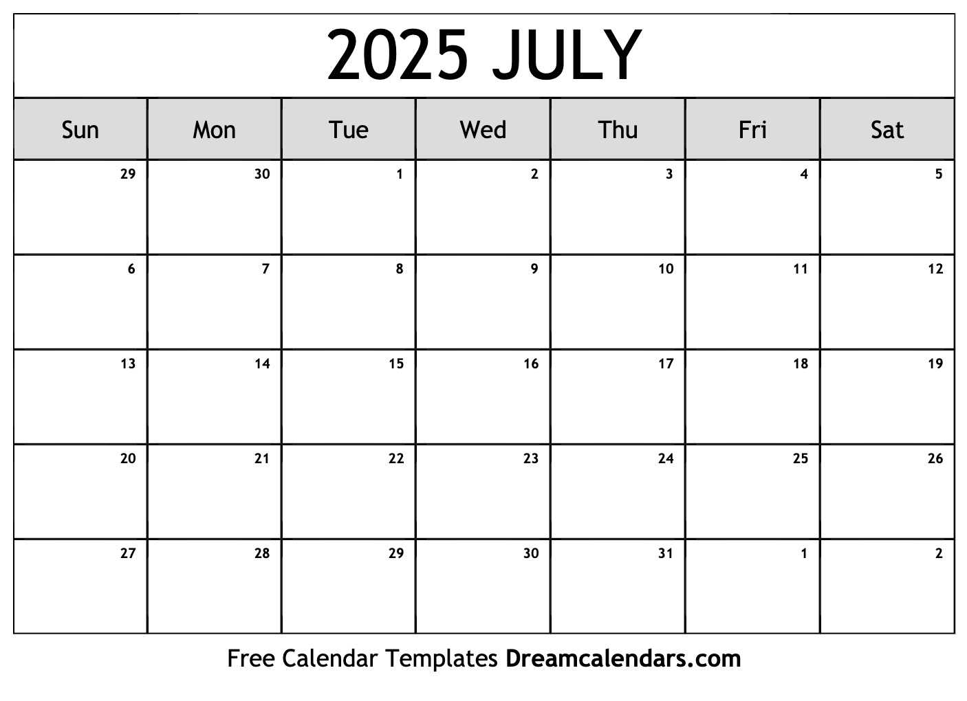 july 2025 calendar template