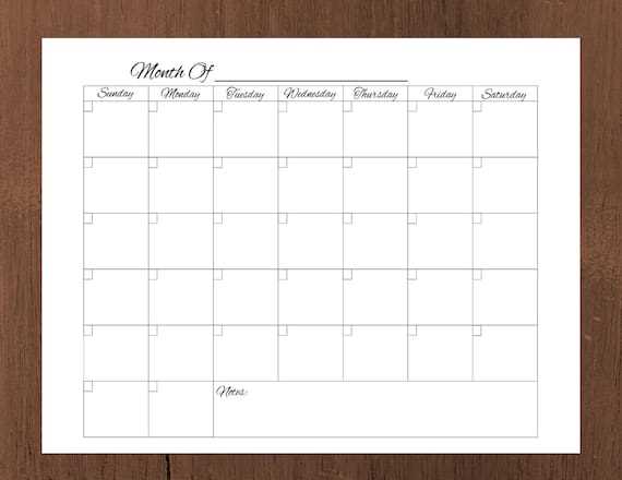 easy printable calendar template