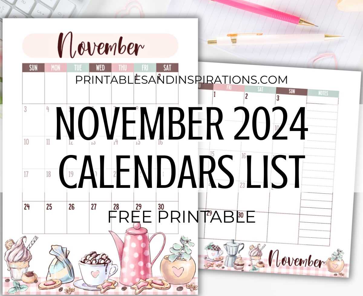 november calendar template free