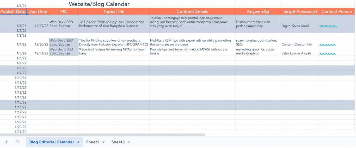 marketing activities calendar template