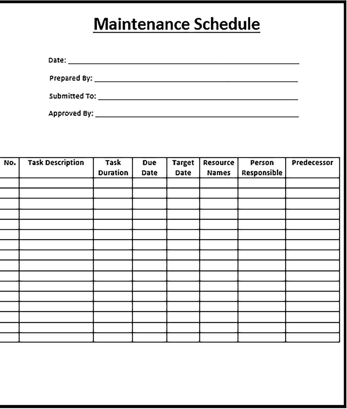 preventive maintenance calendar template