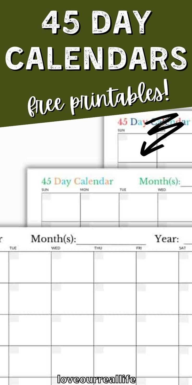 45 day calendar template