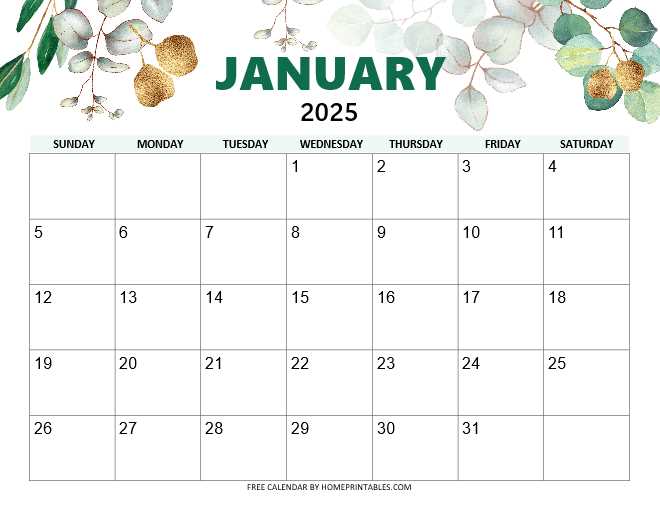 blank january calendar template