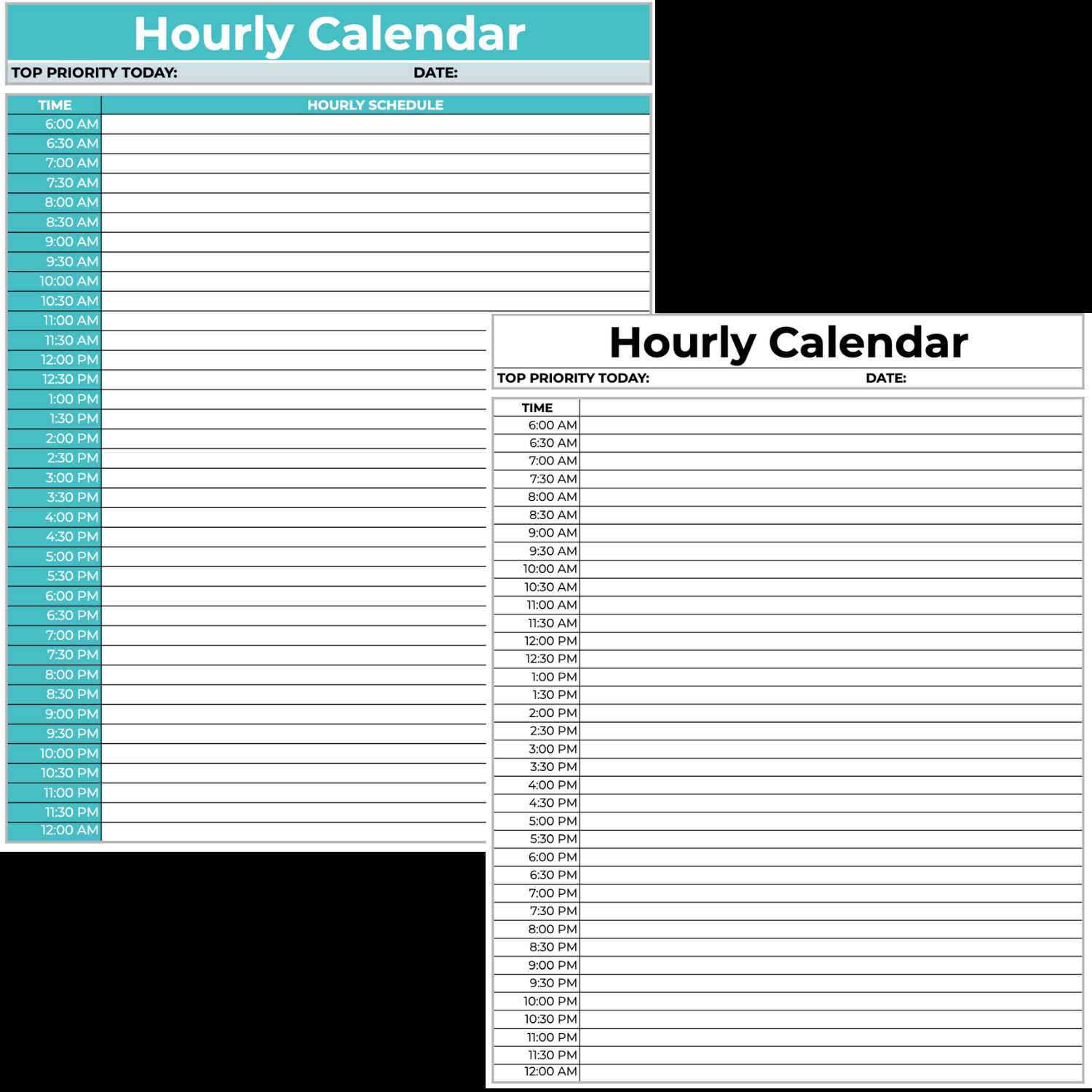 weekly calendar template hourly