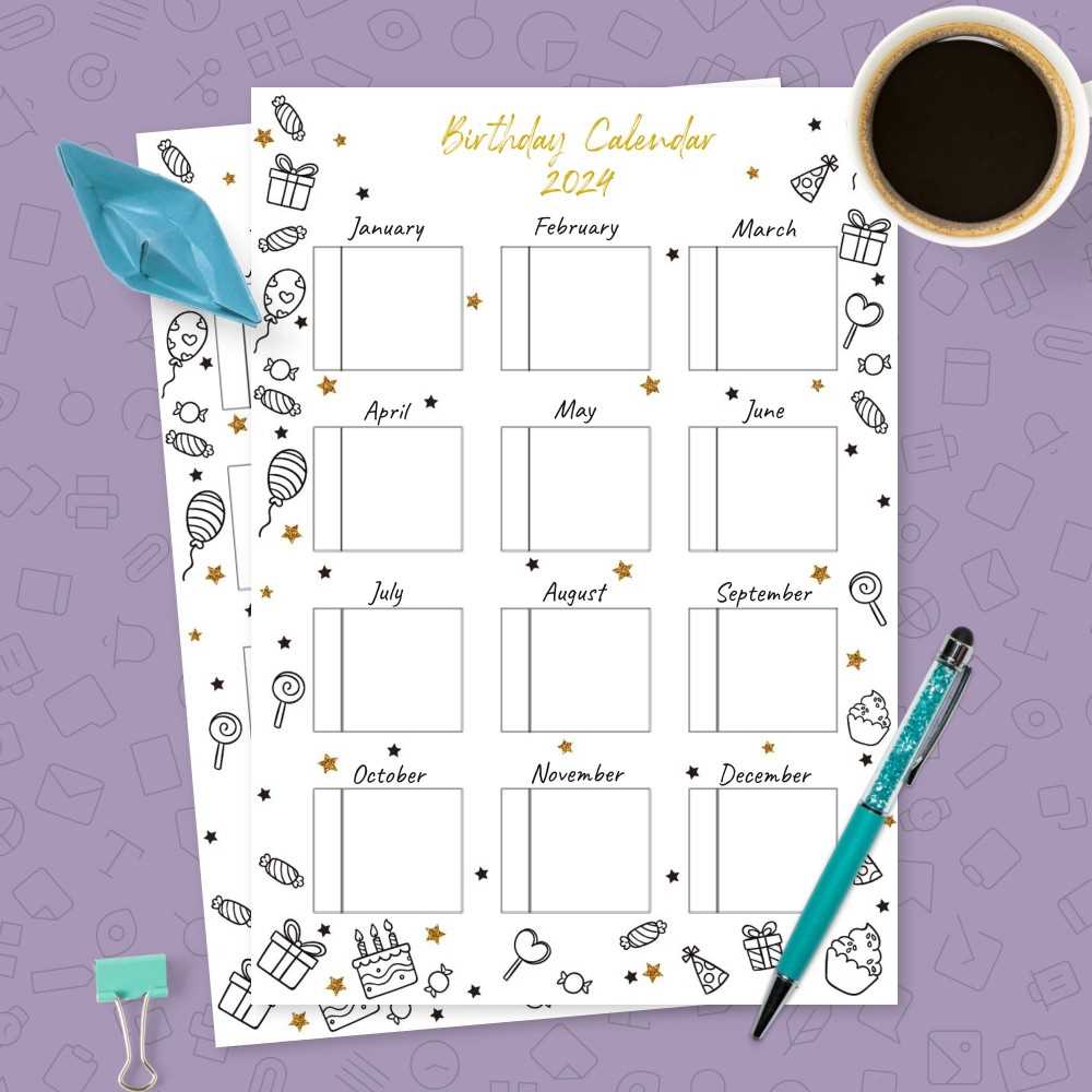 editable birthday calendar template free download