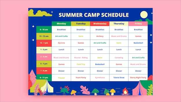 summer camp calendar template