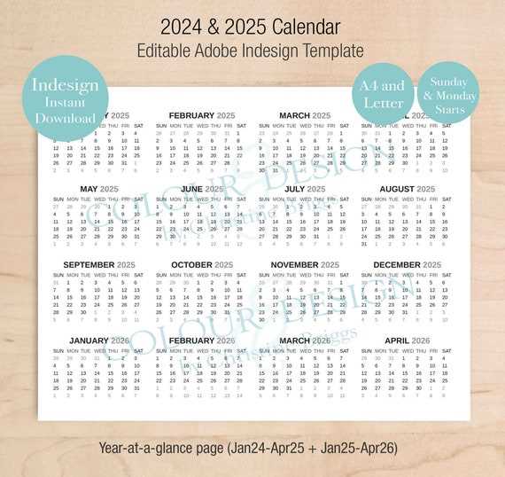 adobe calendar template 2026