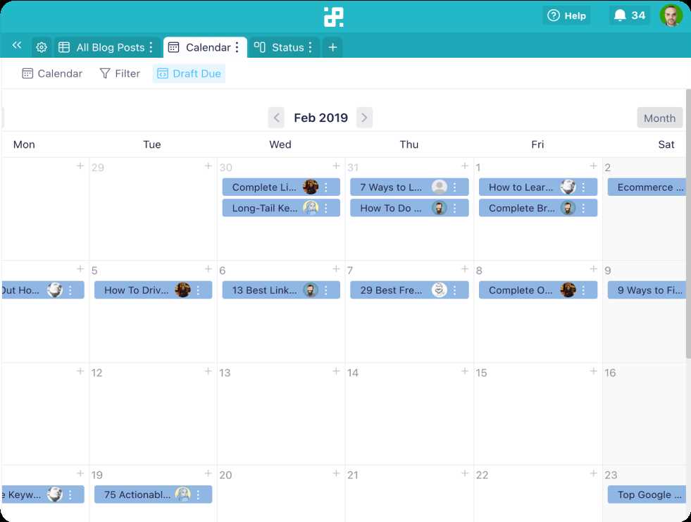 publishing calendar template