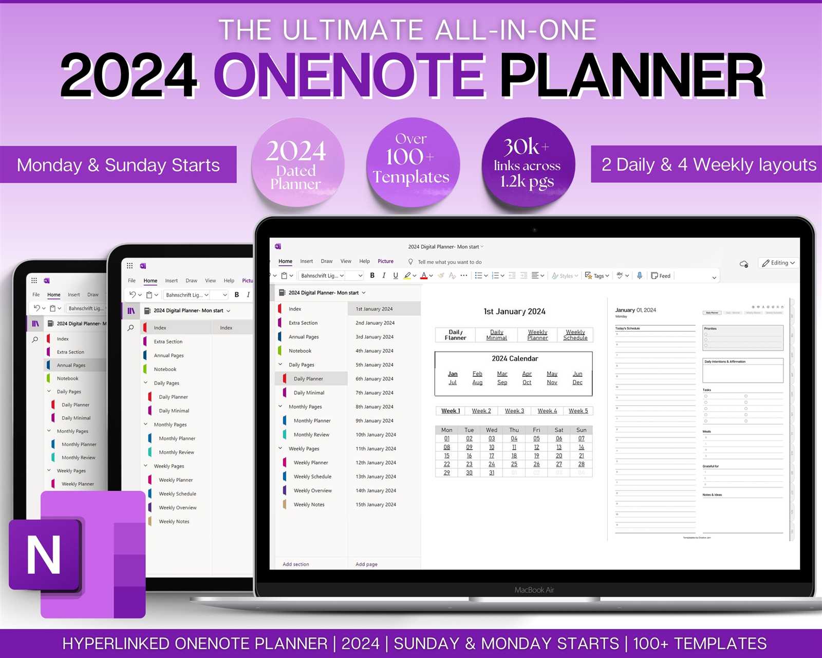 onenote calendar template