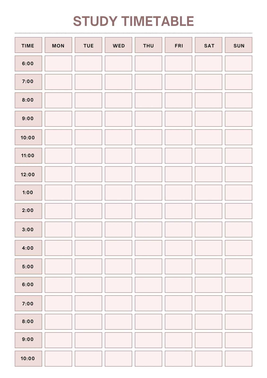 study planner calendar template