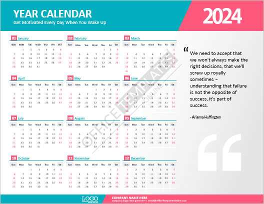 inspirational calendar template