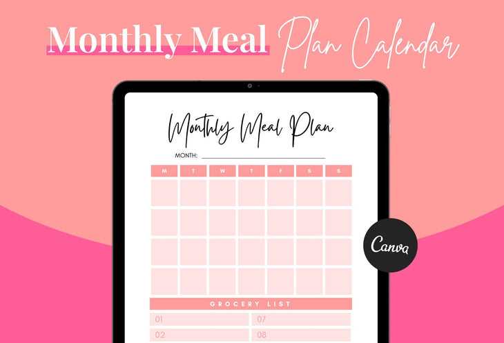 instagram monthly calendar template