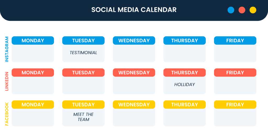 instagram social media calendar template