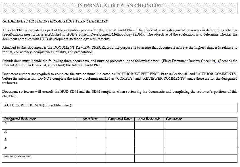 internal audit calendar template