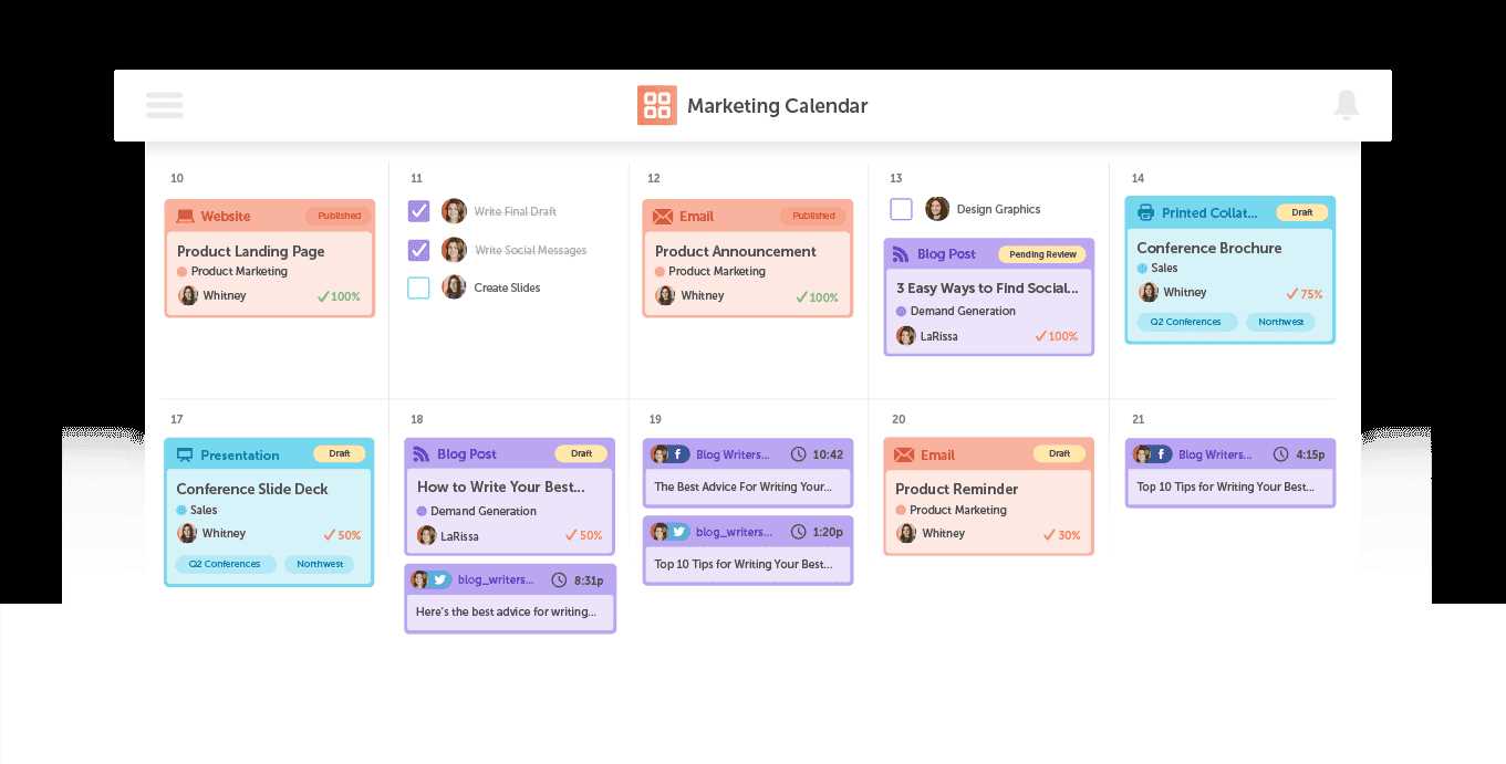 internal comms calendar template